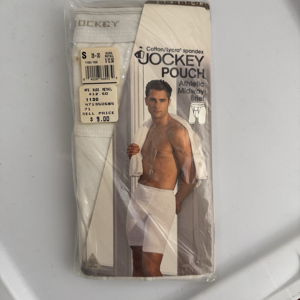 Vintage Jockey Men's Midway Brief Boxer Fly Pouch Gray White Small 28-30 1993